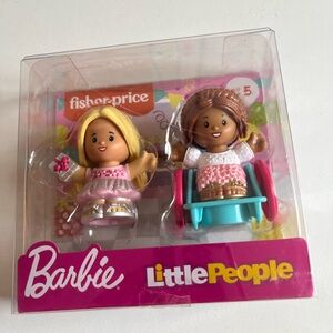 New Fisher-Price Little People Barbie Birthday Party 2 Girls Wheelchair Toy